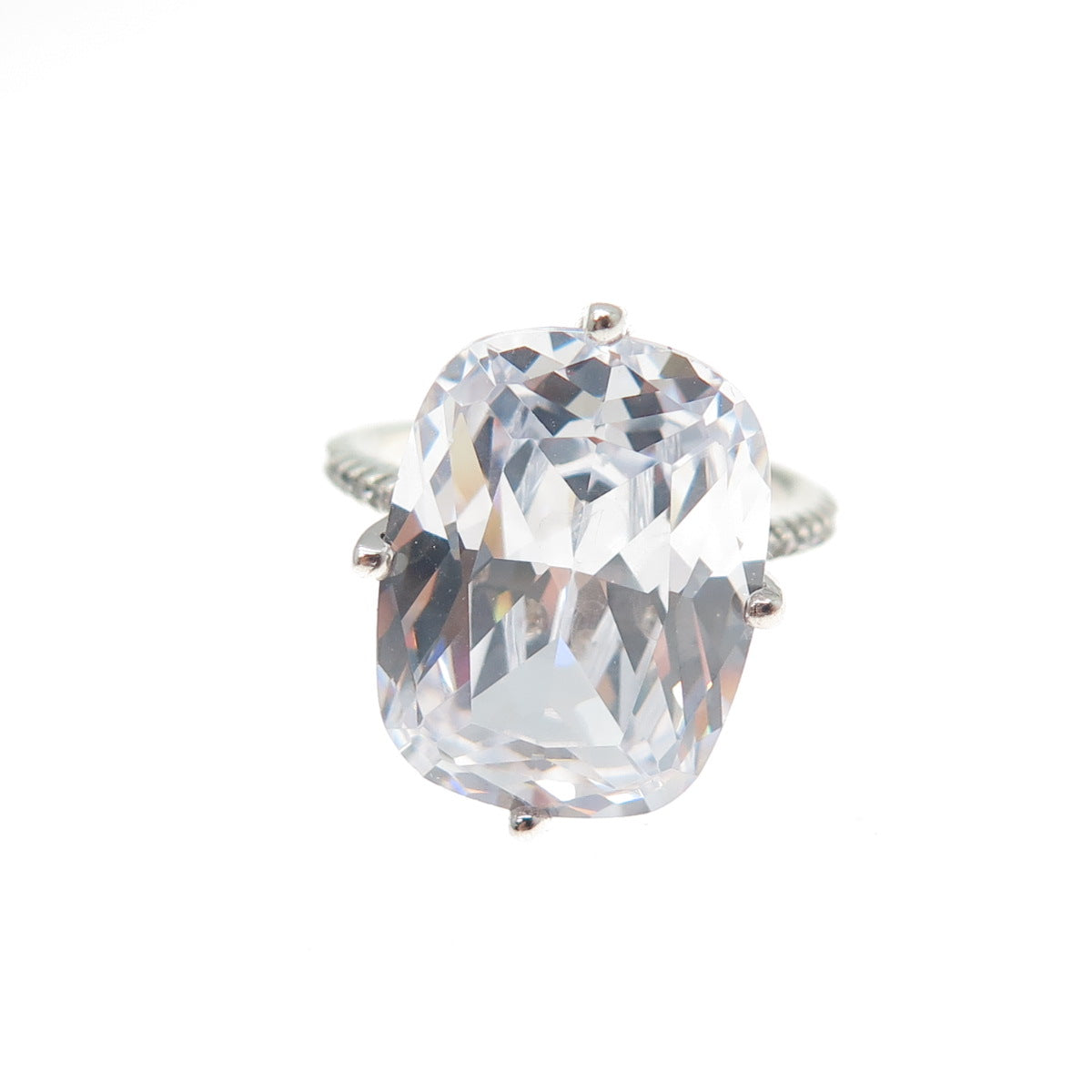 925 Sterling Silver Cushion-Cut C Z Engagement Ring Size 5