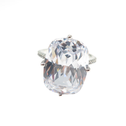 925 Sterling Silver Cushion-Cut C Z Engagement Ring Size 5