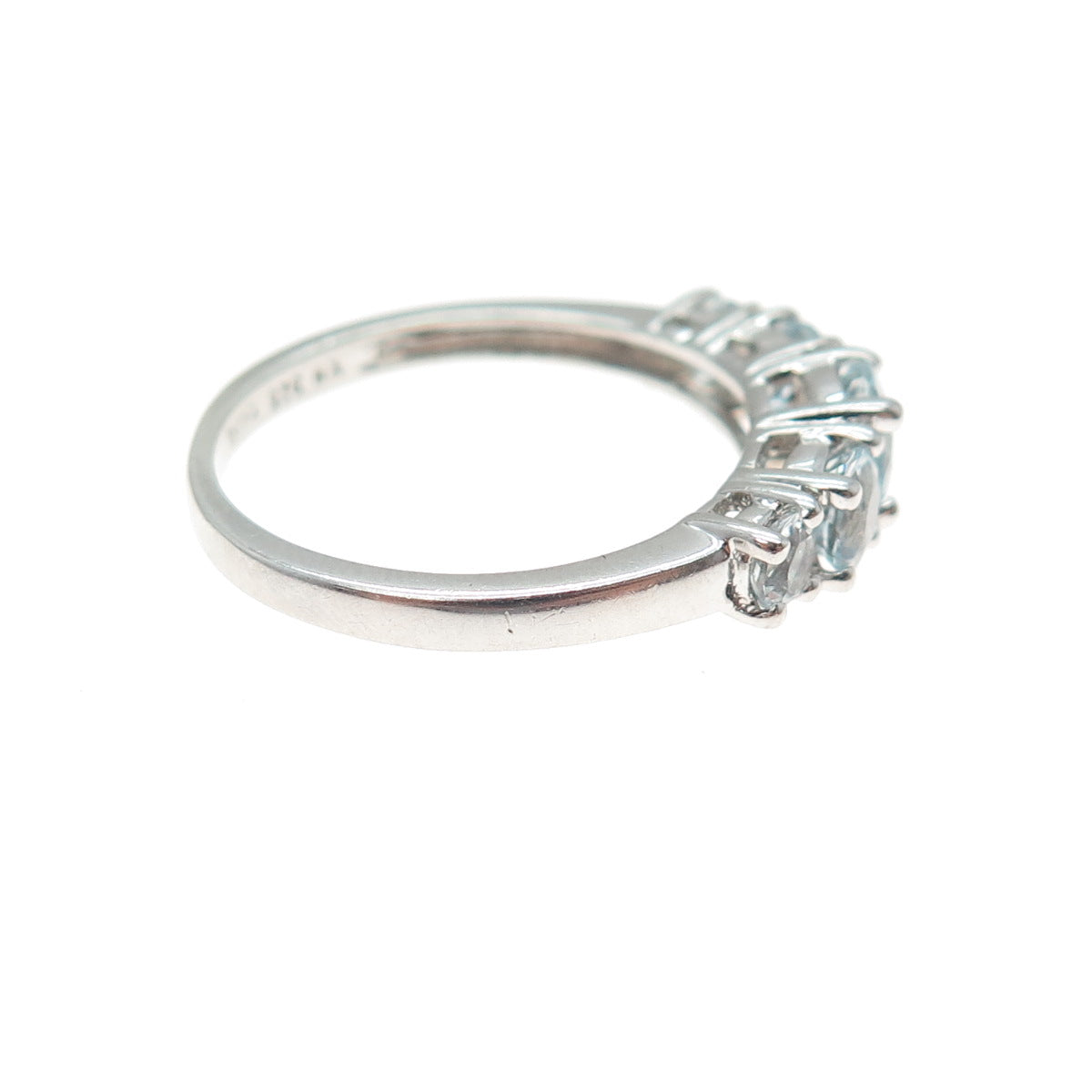 KN Kajal Naina 925 Sterling Silver Real Round-Cut Aquamarine Ring Size 9.25