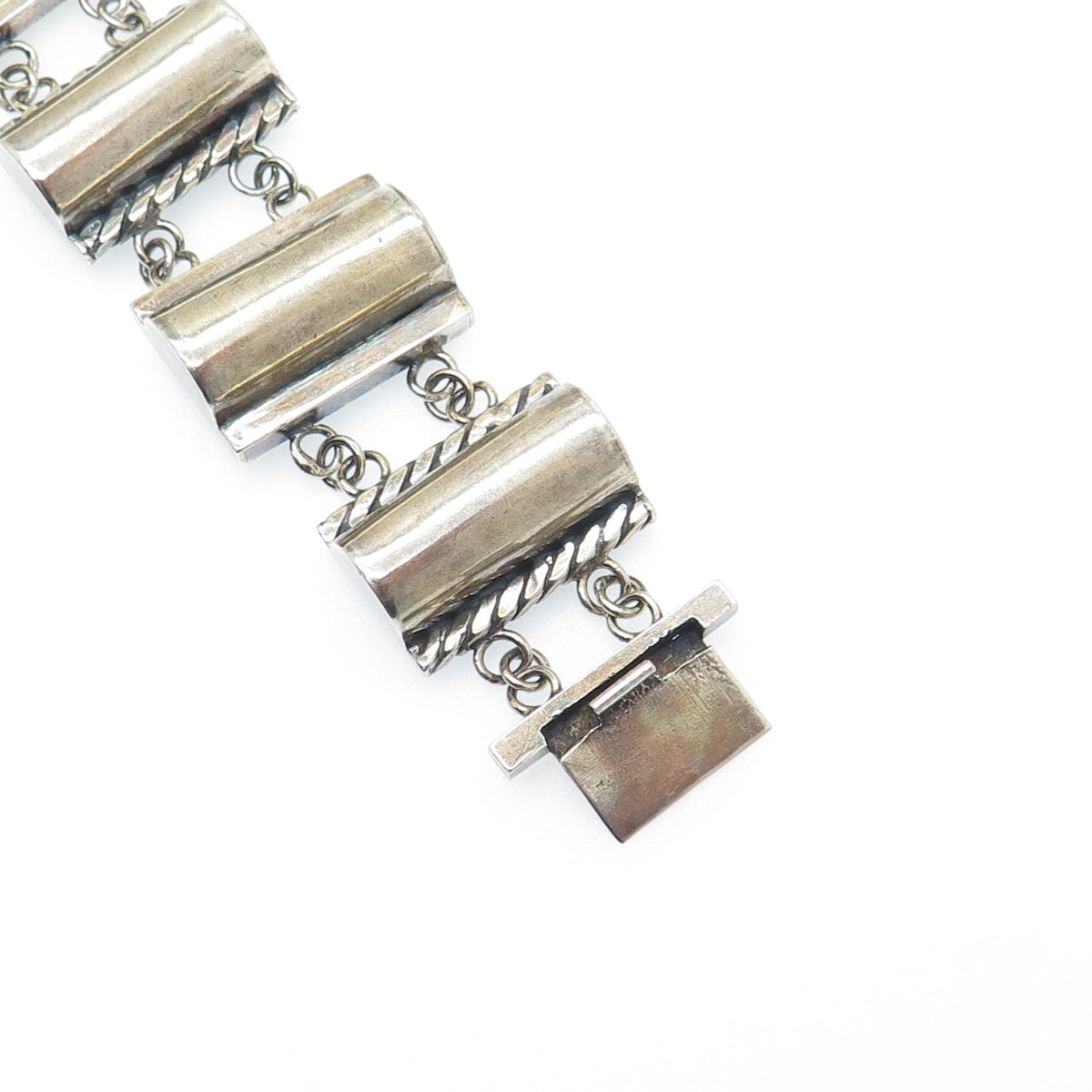 MWS Mark Wasserman Samara 925 Sterling Vintage Modernist Oxidized Bracelet 6.75"