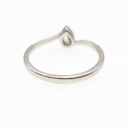 925 Sterling Silver Pear & Round-Cut C Z Bypass Ring Size 7