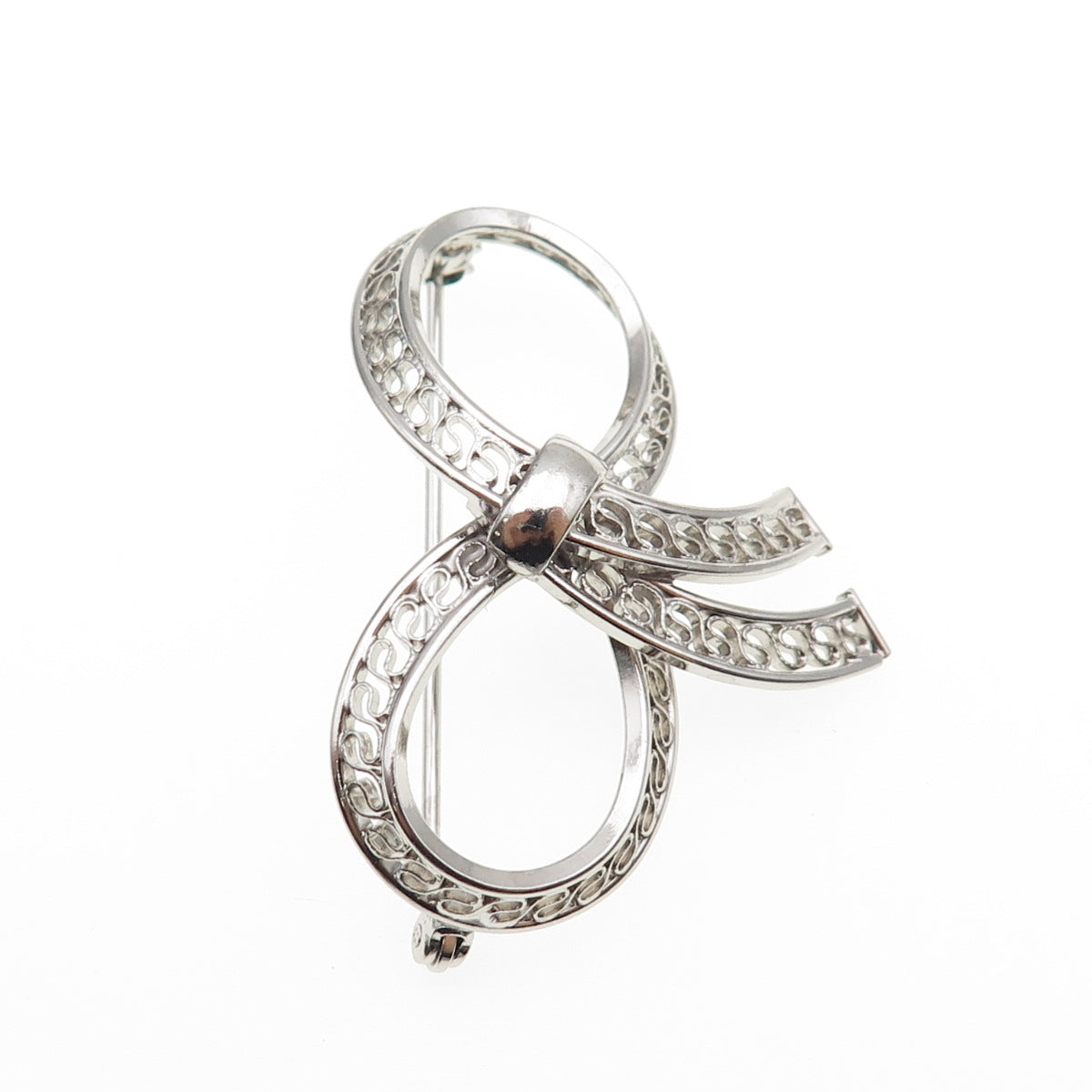 Binder Brothers 925 Sterling Silver Vintage Filigree Box Oxidized Pin Brooch