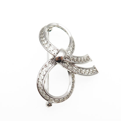 Binder Brothers 925 Sterling Silver Vintage Filigree Box Oxidized Pin Brooch