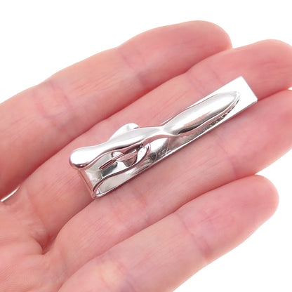 925 Sterling Silver Antique Art Deco Engraved Floral Scroll Tie Clip