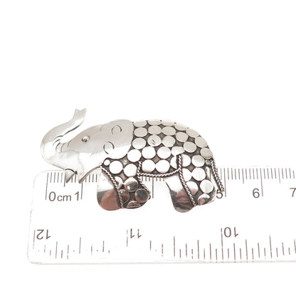 925 Sterling Silver Vintage Elephant Dotted Oxidized Pin Brooch