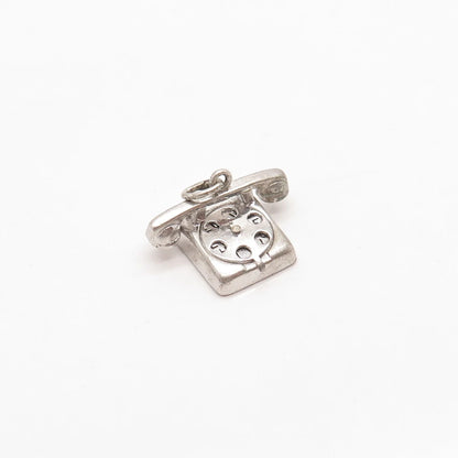925 Sterling Silver Antique Wells “I Love You” Old Telephone Charm Pendant