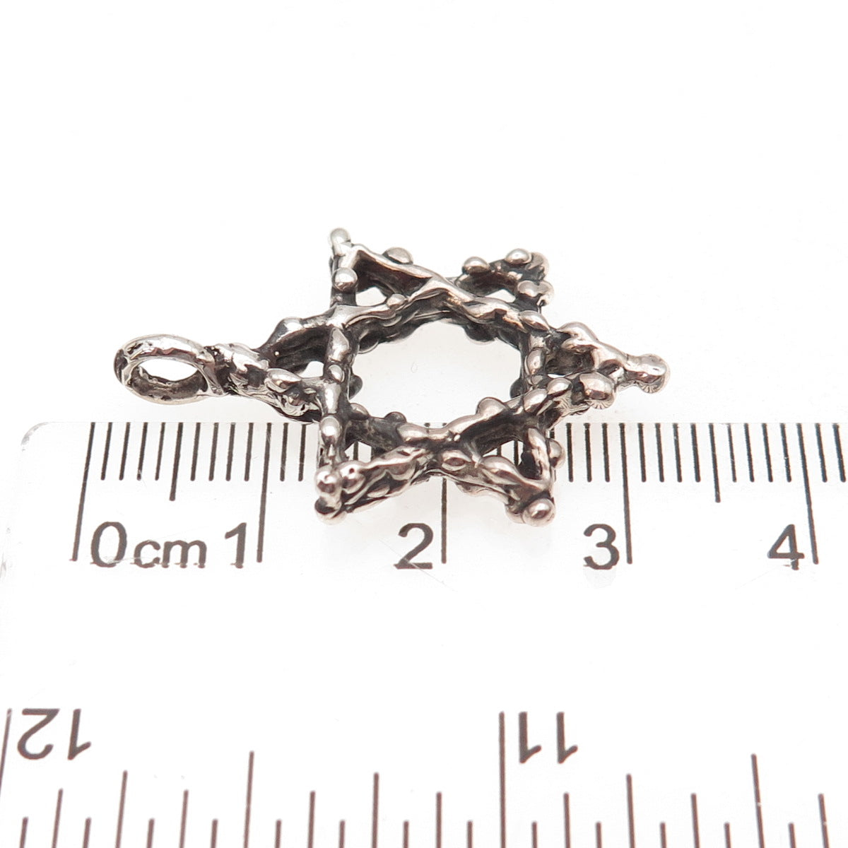 925 Sterling Silver Vintage Star of David Oxidized Charm Pendant