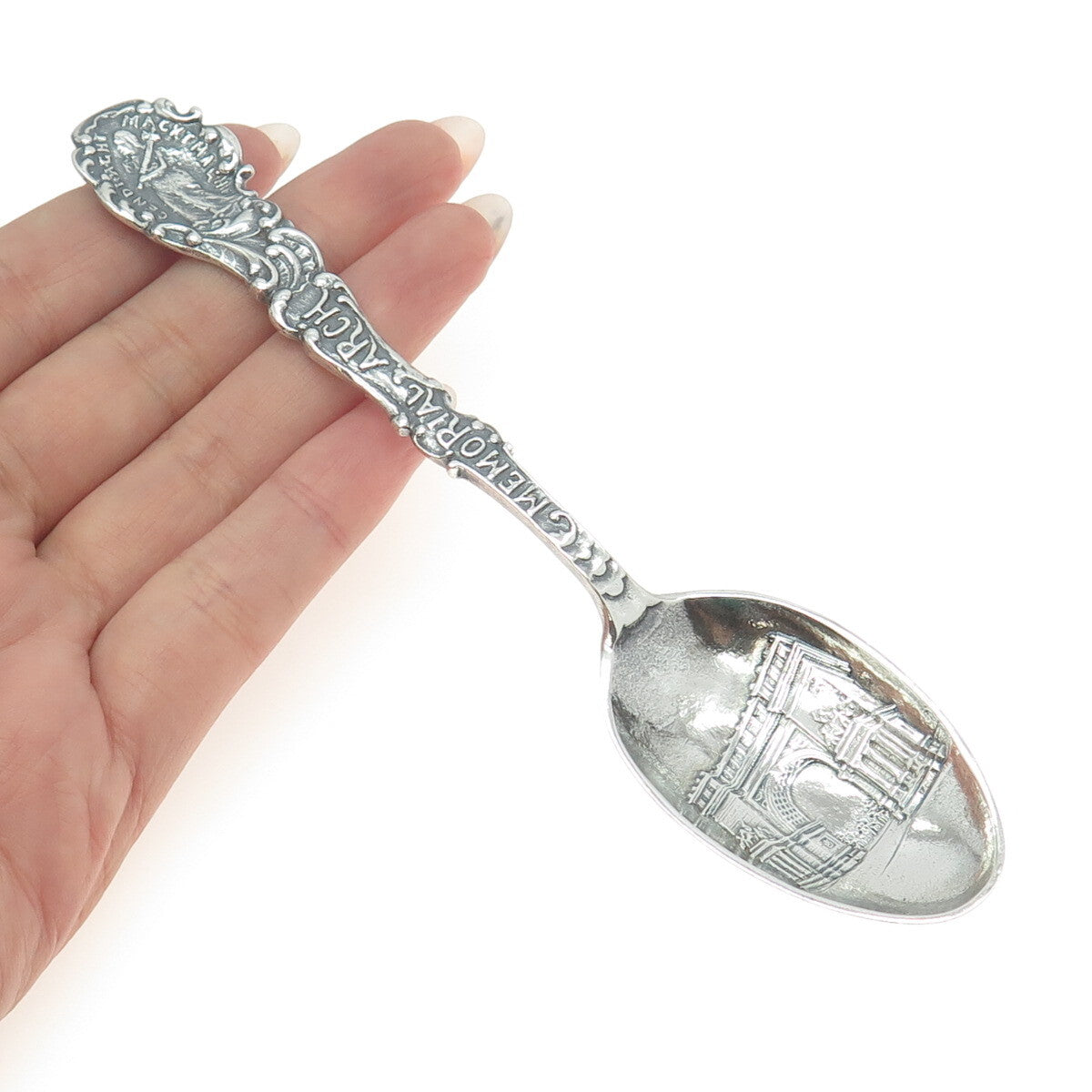 GORHAM 925 Sterling Silver Antique Memorial Arch States & Cities Coffee Spoon