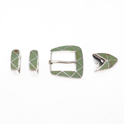 Douglas Magnus Heartline Santa Fe Old Pawn Sterling Turquoise Belt Buckle Set