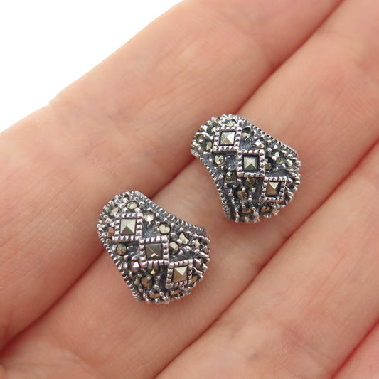 JUDITH JACK 925 Sterling Silver Vintage Real Marcasite Oxidized Earrings