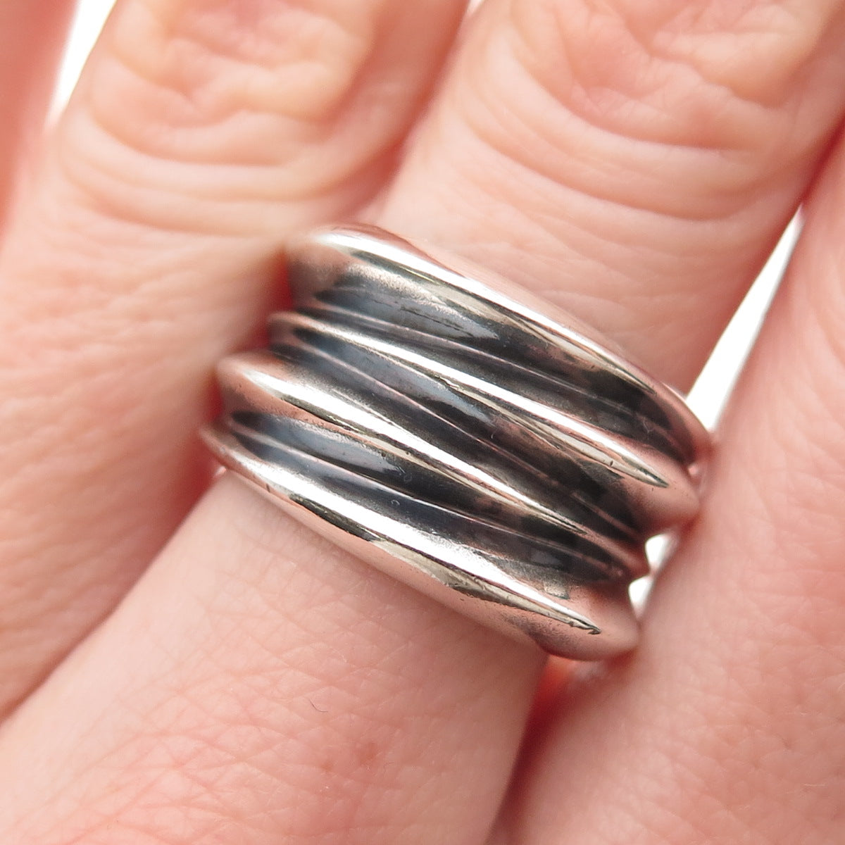 Chateau D’Argent 925 Sterling Silver Vintage Modernist Oxidized Ring Size 7