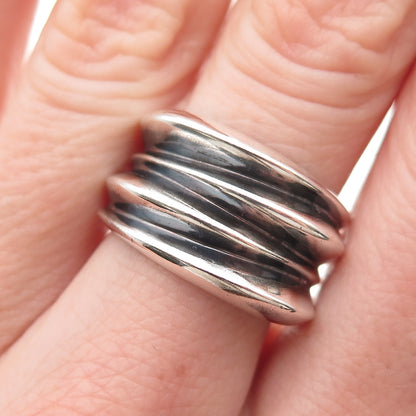 Chateau D’Argent 925 Sterling Silver Vintage Modernist Oxidized Ring Size 7