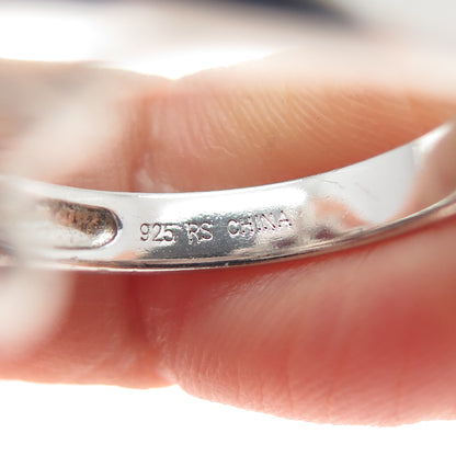 925 Sterling Silver Vintage Real Pearl Red Garnet Citrine Flower Ring Size 9.25