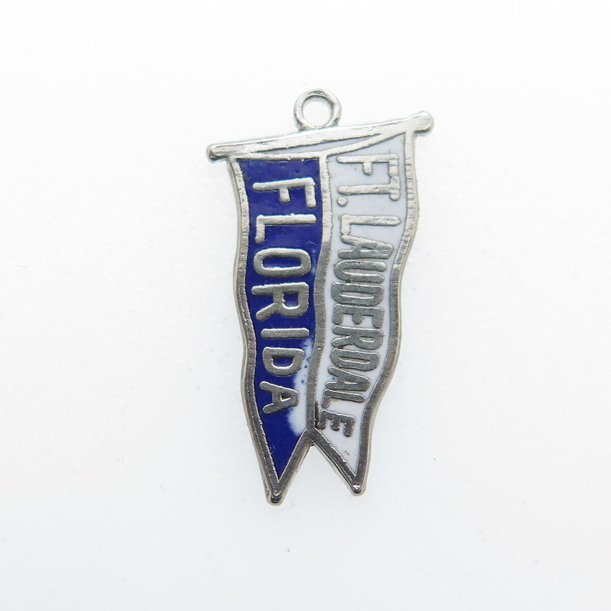 FRENCH & FRANKLIN Sterling Silver Vintage Enamel Fort Lauderdale FL Mini Pendant