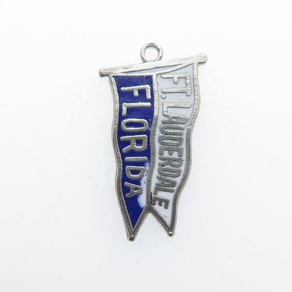 FRENCH & FRANKLIN Sterling Silver Vintage Enamel Fort Lauderdale FL Mini Pendant