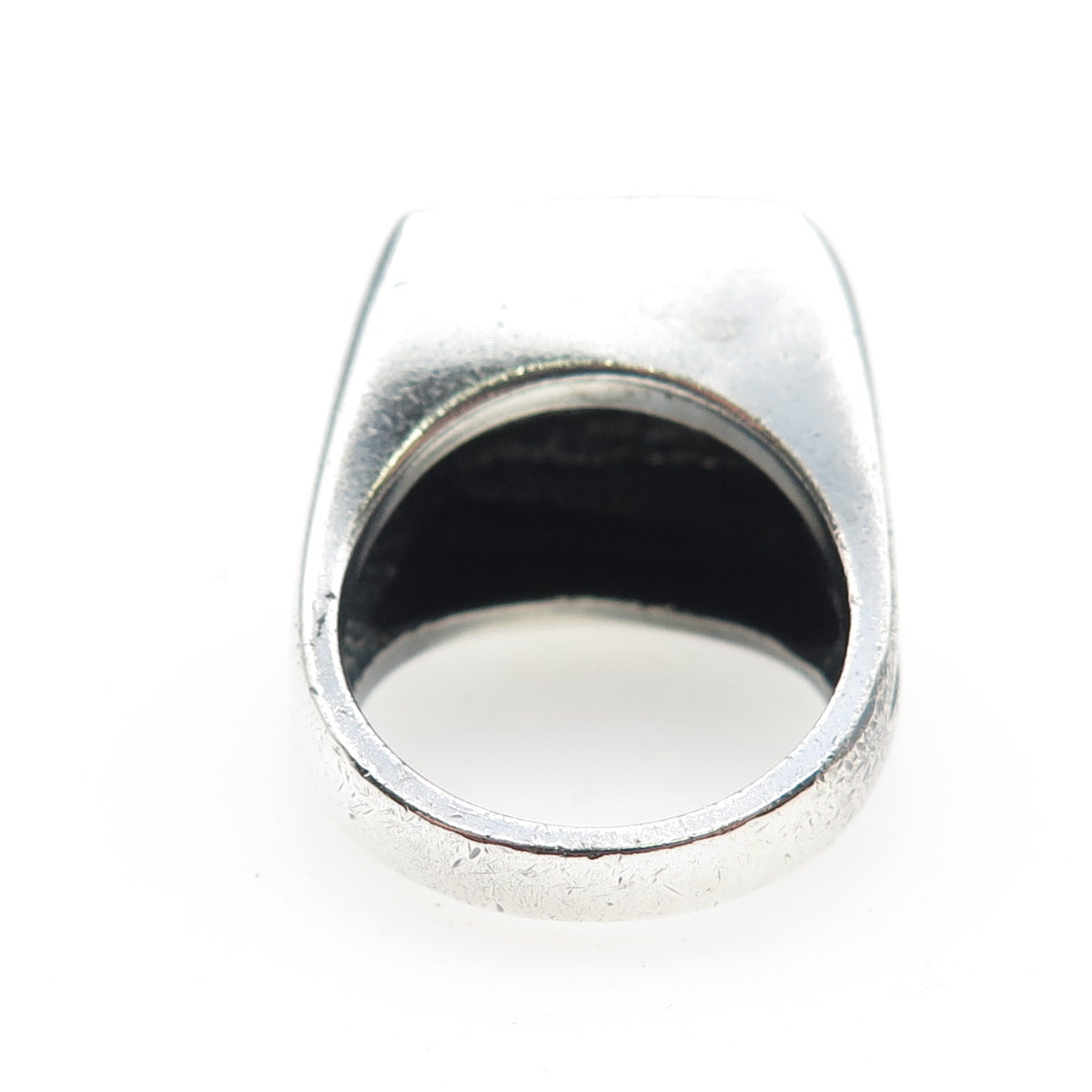 925 Sterling Silver Vintage Modernist Zig Zag Dome Oxidized Ring Size 6