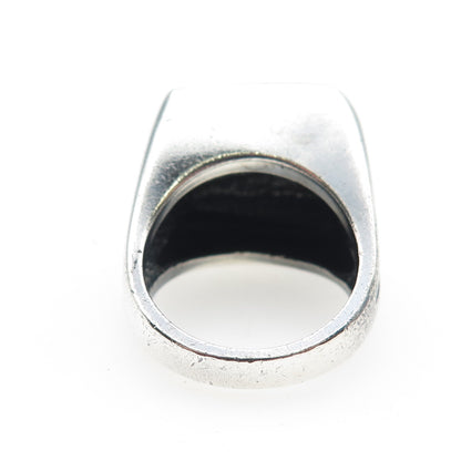 925 Sterling Silver Vintage Modernist Zig Zag Dome Oxidized Ring Size 6