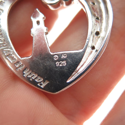 AD ASHTON DRAKE 925 Sterling Silver Real Diamond Beacon Of Hope Heart Pendant