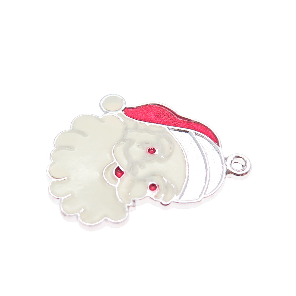 SPENCER 925 Sterling Silver Vintage Enamel Santa Claus Minimalist Pendant
