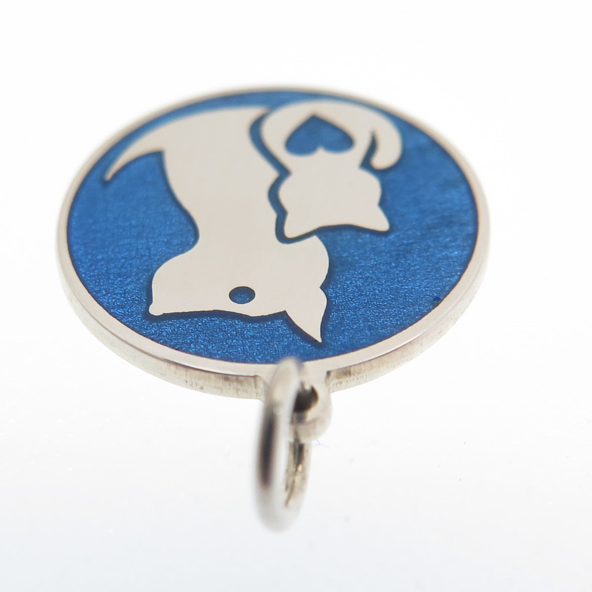 925 Sterling Silver Blue Enamel Dog & Cat Friendship Minimalist Charm Pendant