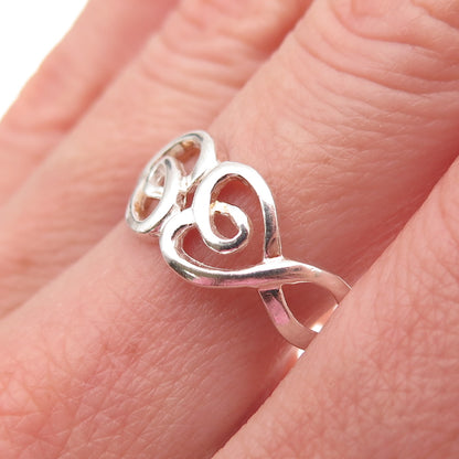 Charles Winston 925 Sterling Silver Vintage Heart Oxidized Ring Size 8.75