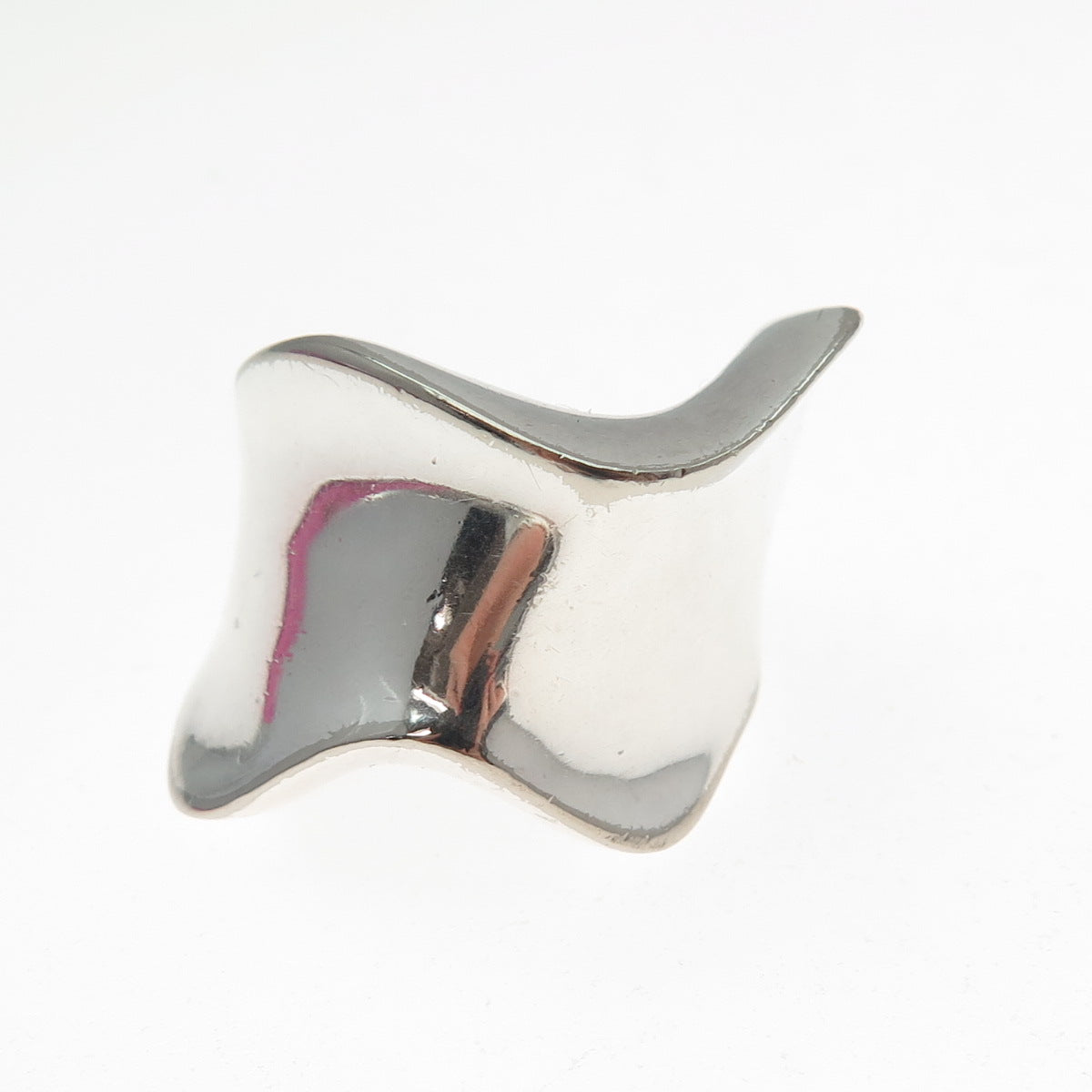 925 Sterling Silver Vintage Italy Modernist Wavy Ring Size 7