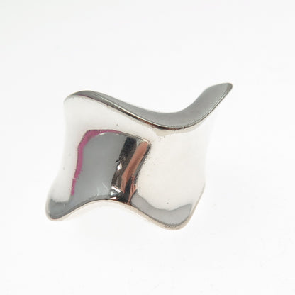 925 Sterling Silver Vintage Italy Modernist Wavy Ring Size 7