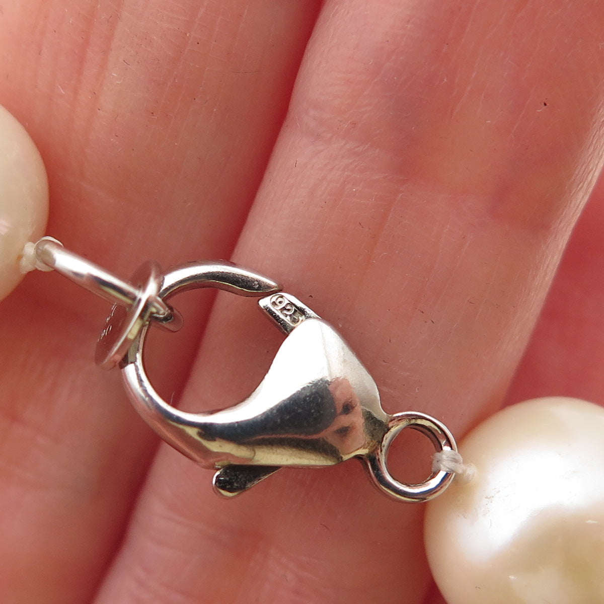 LUCAS LAMETH 925 Sterling Silver Vintage Real Pearl Beaded Necklace 24"