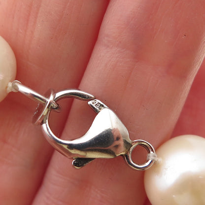 LUCAS LAMETH 925 Sterling Silver Vintage Real Pearl Beaded Necklace 24"