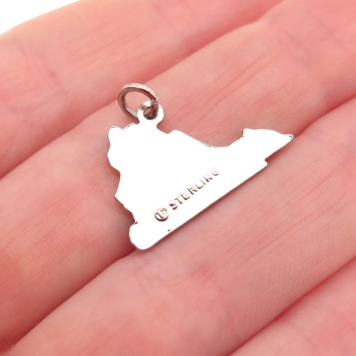 FRENCH & FRANKLIN 925 Sterling Silver Vintage Enamel Virginia Mini Charm Pendant