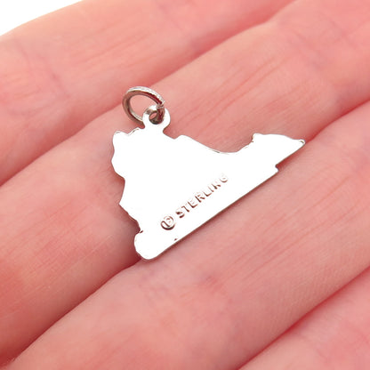 FRENCH & FRANKLIN 925 Sterling Silver Vintage Enamel Virginia Mini Charm Pendant