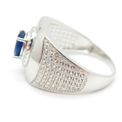 HAN 925 Sterling Silver Lab-Created Sapphire & White Topaz Ring Size 11