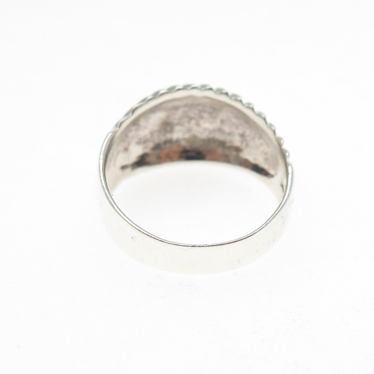CHAPAL ZENRAY 925 Sterling Silver Vintage Ribbed Dome Oxidized Ring Size 7.25