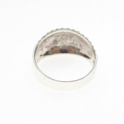 CHAPAL ZENRAY 925 Sterling Silver Vintage Ribbed Dome Oxidized Ring Size 7.25
