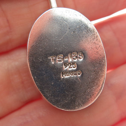 925 Sterling Silver Vintage Mexico Real Tyrone Turquoise Modernist Pendant