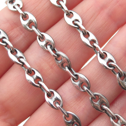 925 Sterling Silver Vintage Italy Anchor Mariner Chain Necklace 22"