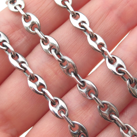 925 Sterling Silver Vintage Italy Anchor Mariner Chain Necklace 22"
