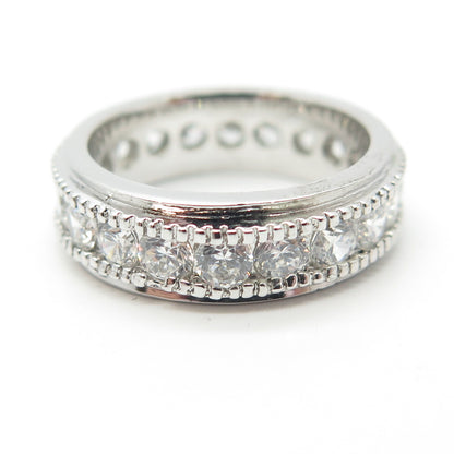 925 Sterling Silver C Z Eternity Band Ring Size 6.25