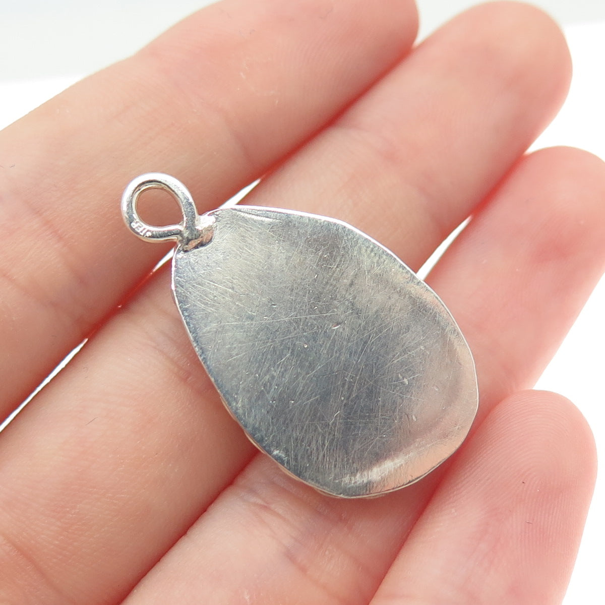 Old Pawn 925 Sterling Silver Vintage Southwestern Crazy Lace Agate Charm Pendant