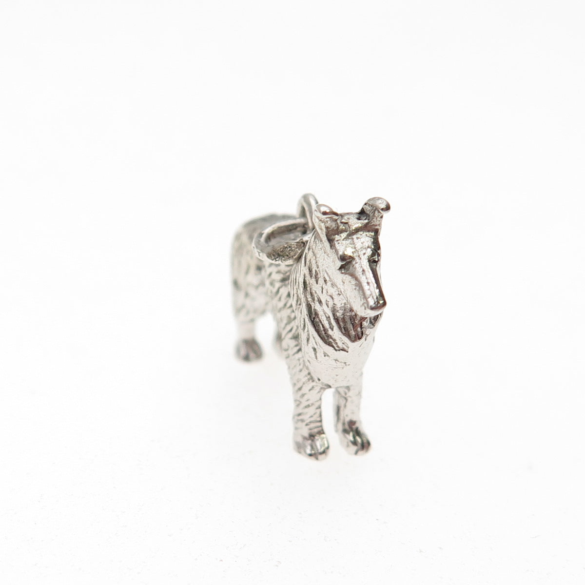 Wells 925 Sterling Silver Vintage Collie Dog 3D Mini Charm Pendant