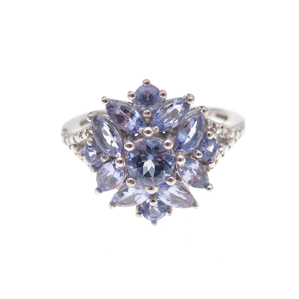 Chuck Clemency 925 Sterling Silver Real Diamond & Iolite Ring Size 6.75
