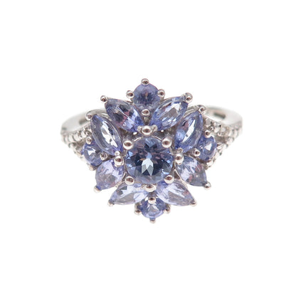 Chuck Clemency 925 Sterling Silver Real Diamond & Iolite Ring Size 6.75