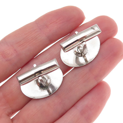 925 Sterling Silver Vintage T2 Starburst Oval Cufflinks