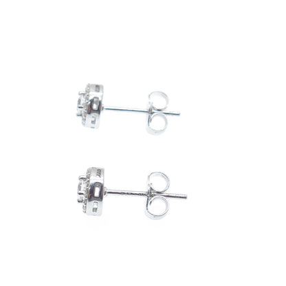 925 Sterling Silver Round-Cut C Z Sparkle Stud Earrings