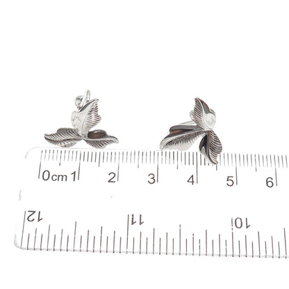 VAN DELL 925 Sterling Silver Antique Art Deco Floral Leaf Screw Back Earrings
