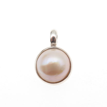 925 Sterling Silver Vintage Real Pearl Charm Pendant
