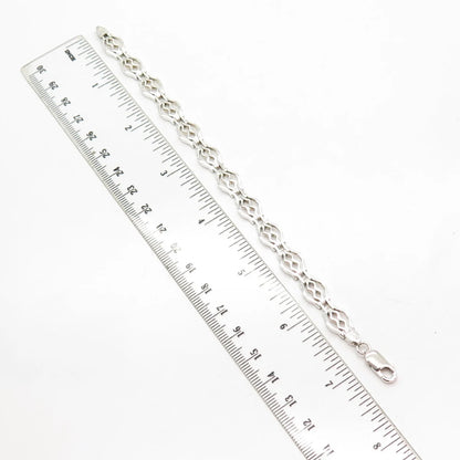 925 Sterling Silver Vintage Italy Water Pattern Panel Link Bracelet 7"