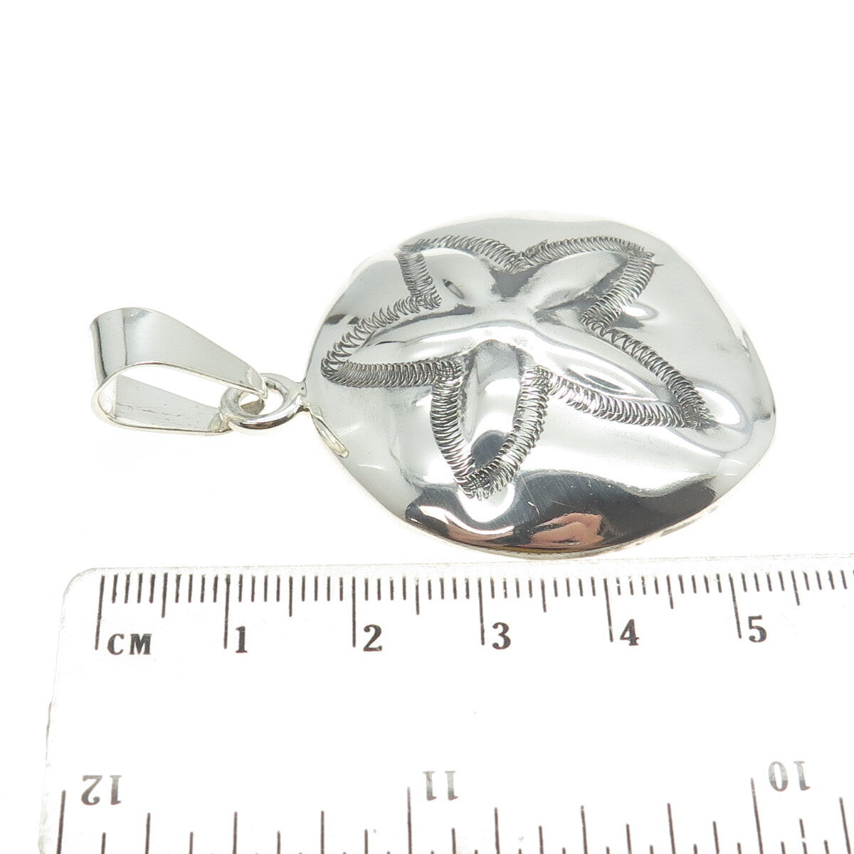 925 Sterling Silver Vintage ATI Mexico Sand Dollar Pendant