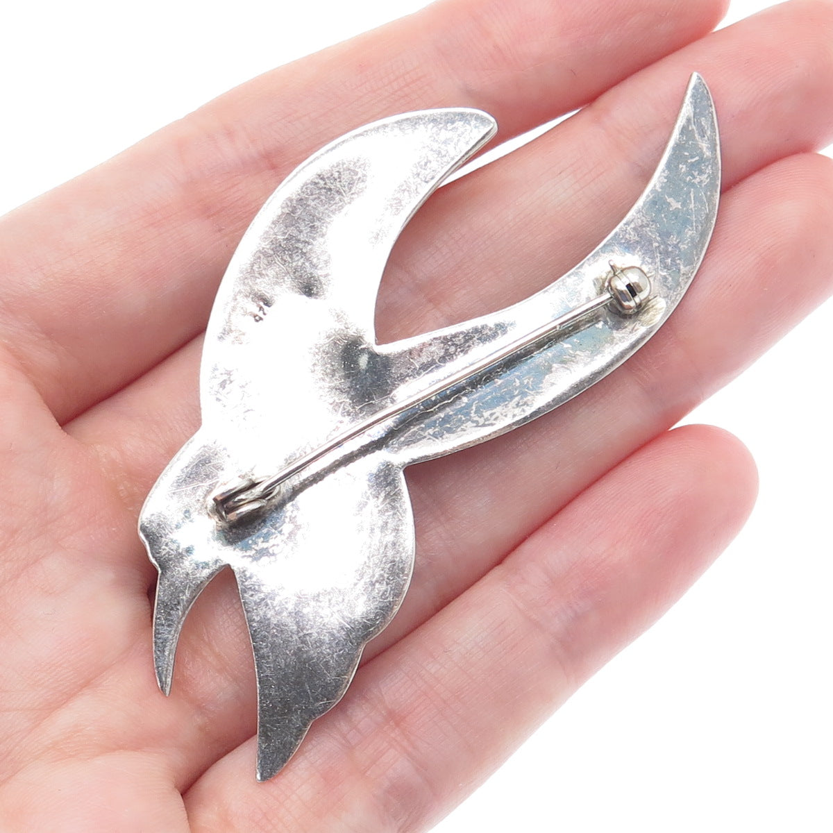 925 Sterling Silver Vintage Modernist Crisscross Oxidized Pin Brooch