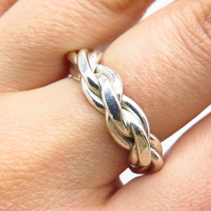 925 Sterling Silver Vintage Wicker / Twisted Band Ring Size 6.5